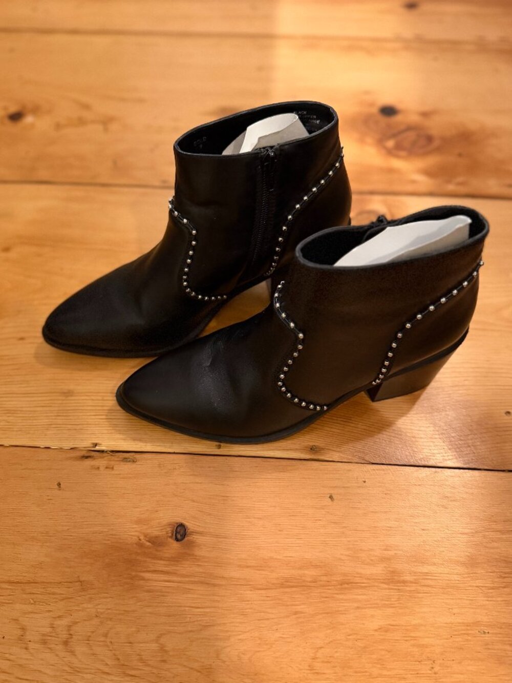Steve Madden Studded Black Leather Heeled Ankle Boots / Booties
